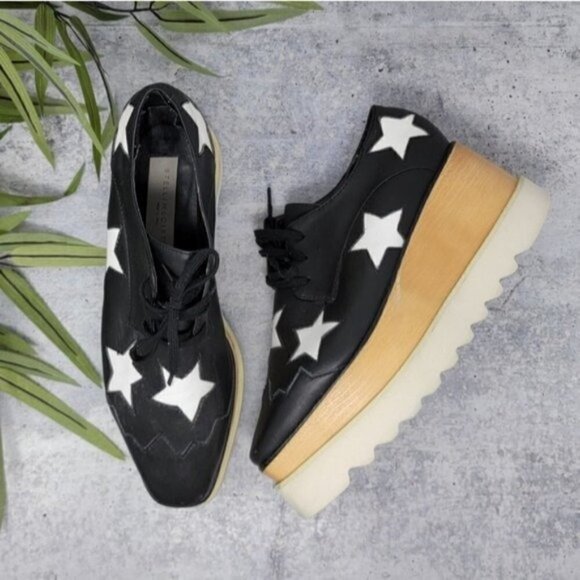 Stella McCartney | Black Elyse Star Platform Sneakers Size EU 38 - Picture 1 of 11